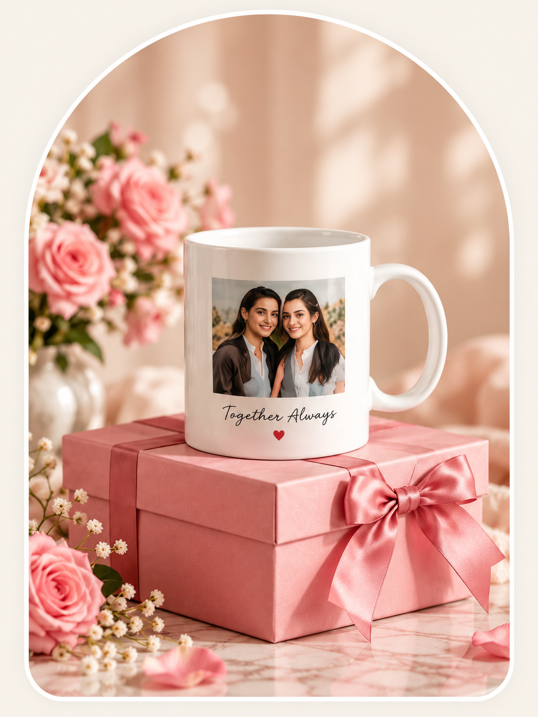 Premium personalised photo mug, engraved keepsake or customised gift box