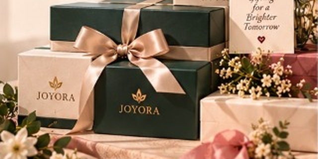 Koinks corporate gift boxes in signature dark green and blush packaging tied with satin ribbons